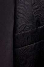 Classic Black Jacquard Shawl Lapel 3 Piece Men Suits