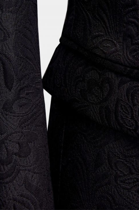 Classic Black Jacquard Shawl Lapel 3 Piece Men Suits