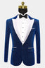 Sparkle Blue One Button Peaked Lapel Men Suits
