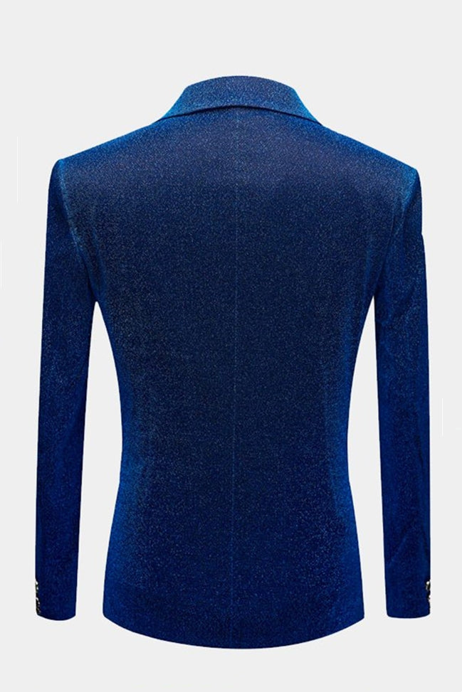 Sparkle Blue One Button Peaked Lapel Men Suits Secondary image