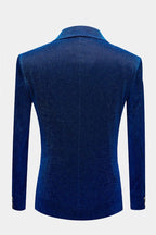 Sparkle Blue One Button Peaked Lapel Men Suits