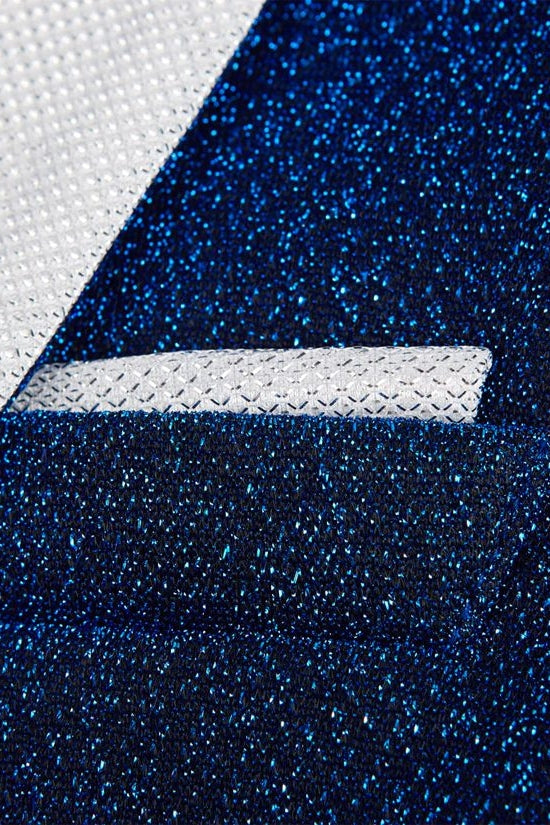 Sparkle Blue One Button Peaked Lapel Men Suits