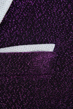 Sparkle Purple Sequins One Button Peaked Lapel Men Suits