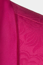 Hot Pink Jacquard Shawl Lapel 3 Piece Men Suits