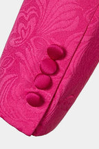 Hot Pink Jacquard Shawl Lapel 3 Piece Men Suits