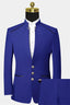 Chic Royal Blue Stand Collar Men Suits