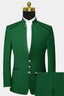 Trendy Green Stand Collar Men Suits