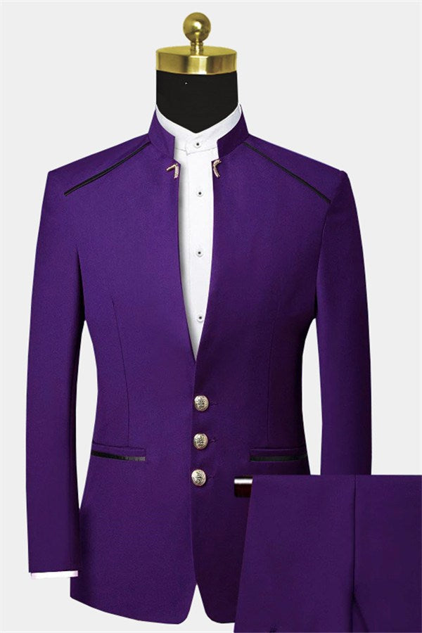 Fancy Purple Stand Collar Men Suits Main image