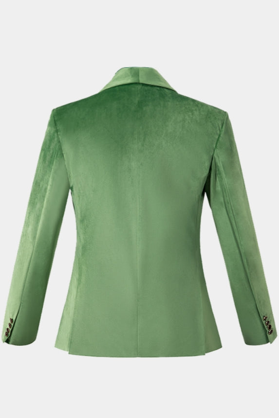 Green Velvet Double Breasted Shawl Lapel Men Suits