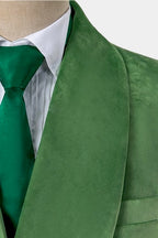 Green Velvet Double Breasted Shawl Lapel Men Suits