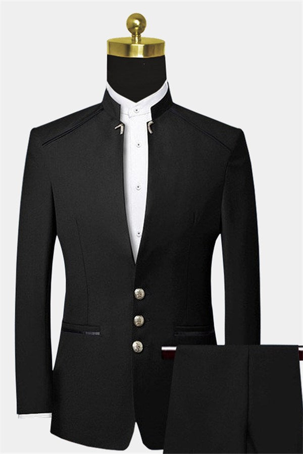 Stylish Black Stand Collar Men Suits Main image