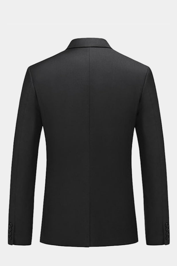 Black Notched Lapel Men Suits With Waistcoat