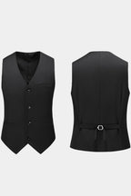 Black Notched Lapel Men Suits With Waistcoat