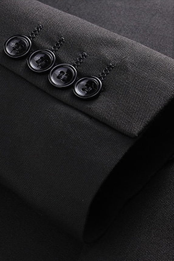 Black Notched Lapel Men Suits With Waistcoat