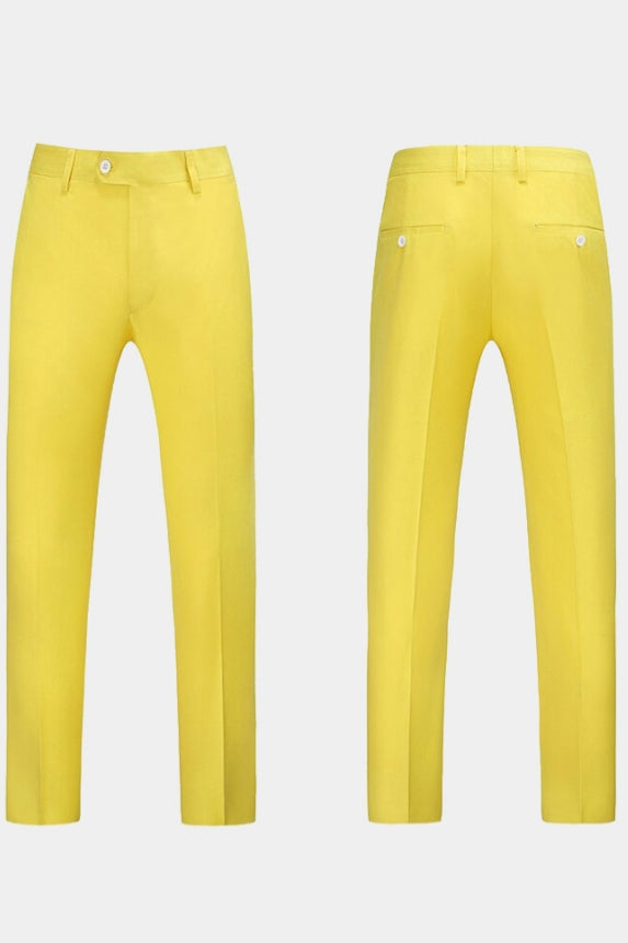 Yellow Notched Lapel Men Suits With Waistcoat
