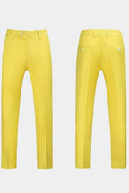 Yellow Notched Lapel Men Suits With Waistcoat