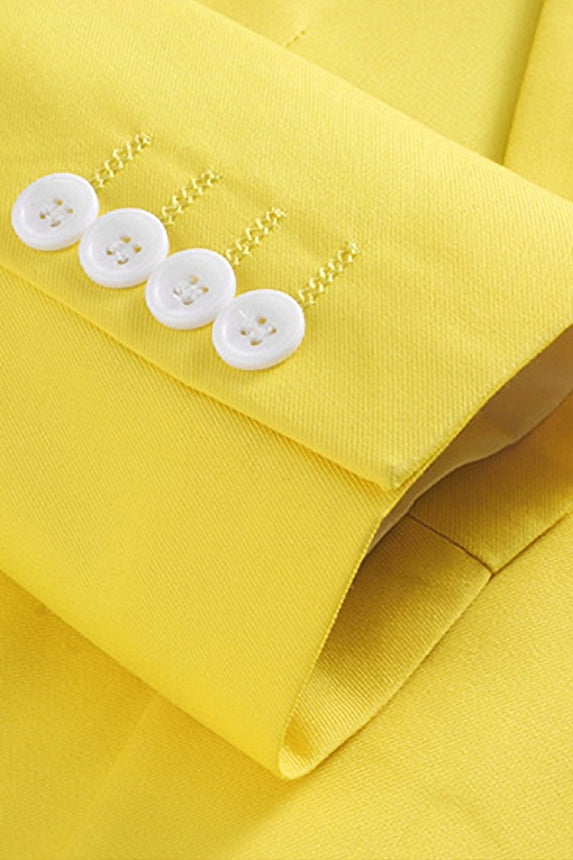 Yellow Notched Lapel Men Suits With Waistcoat