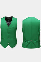 Green Notched Lapel Men Suits With Waistcoat