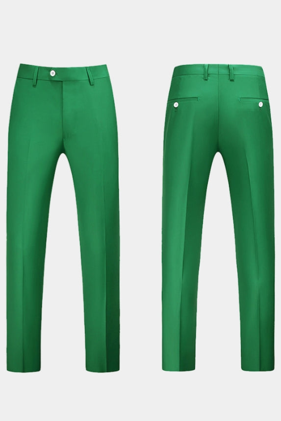 Green Notched Lapel Men Suits With Waistcoat
