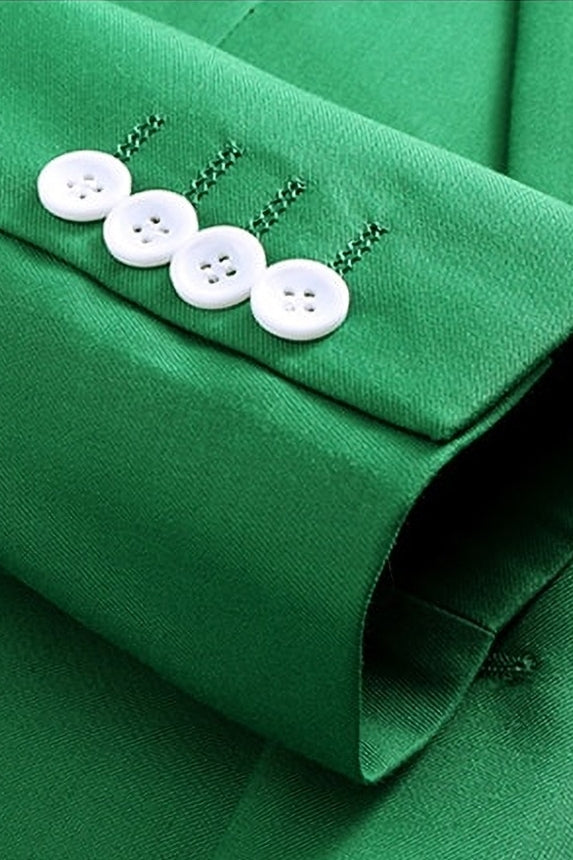Green Notched Lapel Men Suits With Waistcoat