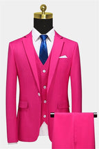 Hot Pink Notched Lapel Men Suits With Waistcoat