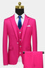 Hot Pink Notched Lapel Men Suits With Waistcoat