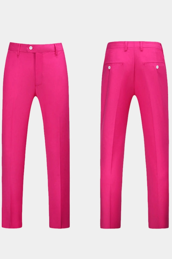 Hot Pink Notched Lapel Men Suits With Waistcoat