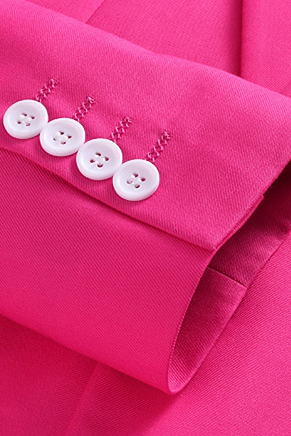Hot Pink Notched Lapel Men Suits With Waistcoat