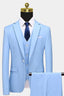 Sky Blue Notched Lapel Men Suits With Waistcoat