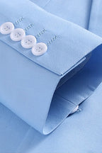 Sky Blue Notched Lapel Men Suits With Waistcoat