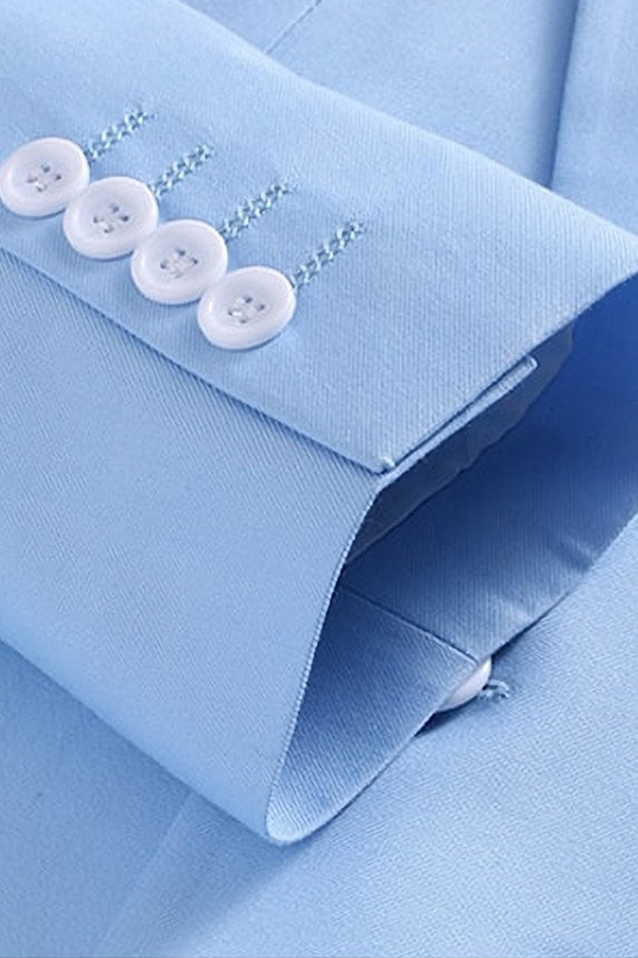 Sky Blue Notched Lapel Men Suits With Waistcoat