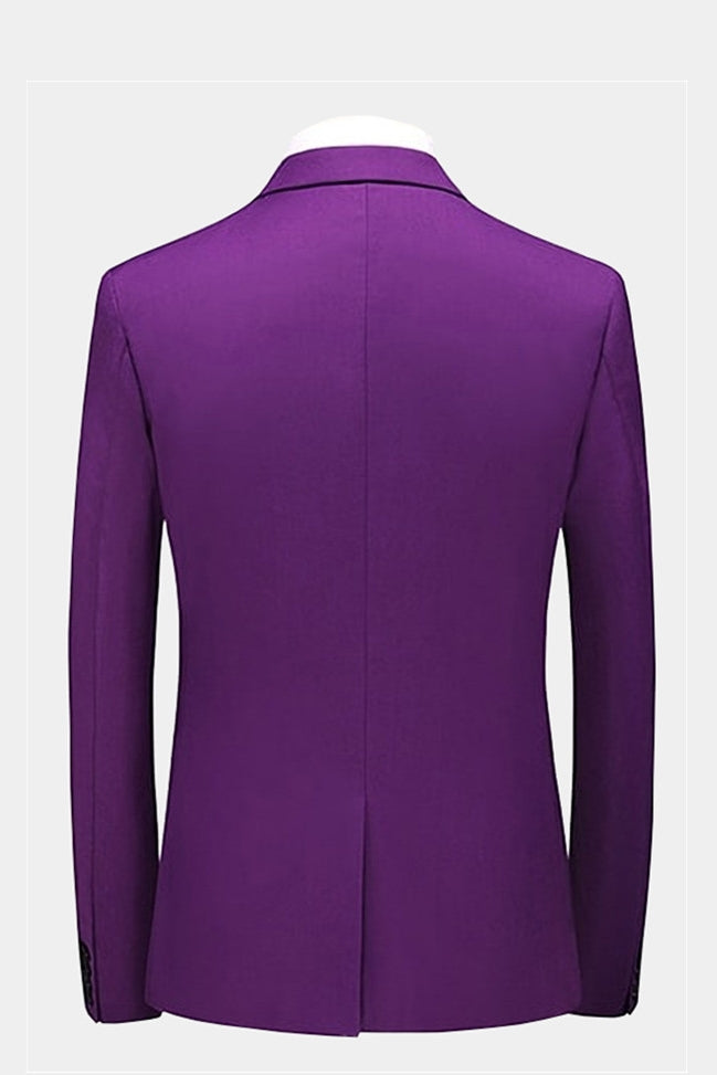 Purple Notched Lapel Men Suits With Waistcoat