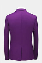 Purple Notched Lapel Men Suits With Waistcoat