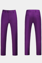 Purple Notched Lapel Men Suits With Waistcoat
