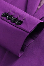 Purple Notched Lapel Men Suits With Waistcoat
