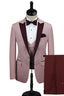 Pink One Button Burgundy Peaked Lapel Men Suit