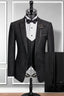 Black 3 Piece Jacquard Shawl Lapel Men Suit