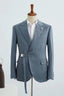 Dusty Blue Peaked Lapel Chic Men Suit With Adjustable Buckle