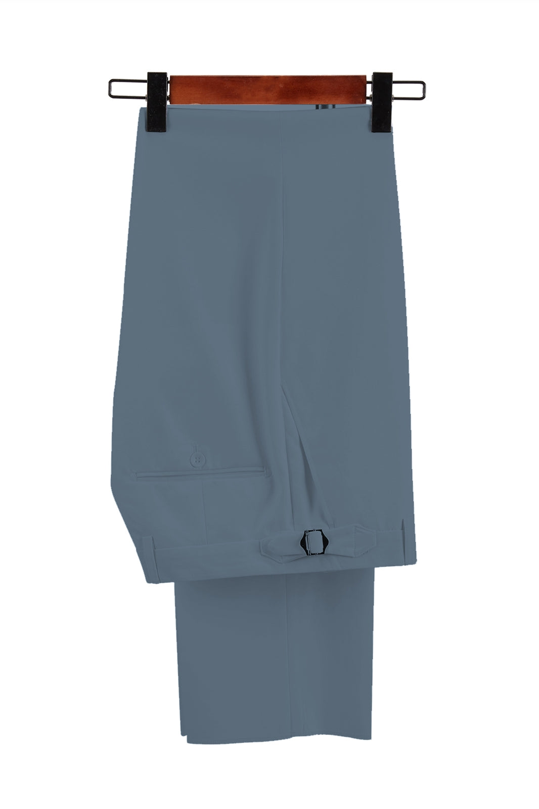 Dusty Blue Peaked Lapel Chic Men Suit With Adjustable Buckle Secondary image