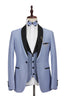 Light Blue Shawl Lapel Men Suits With Waistcoat