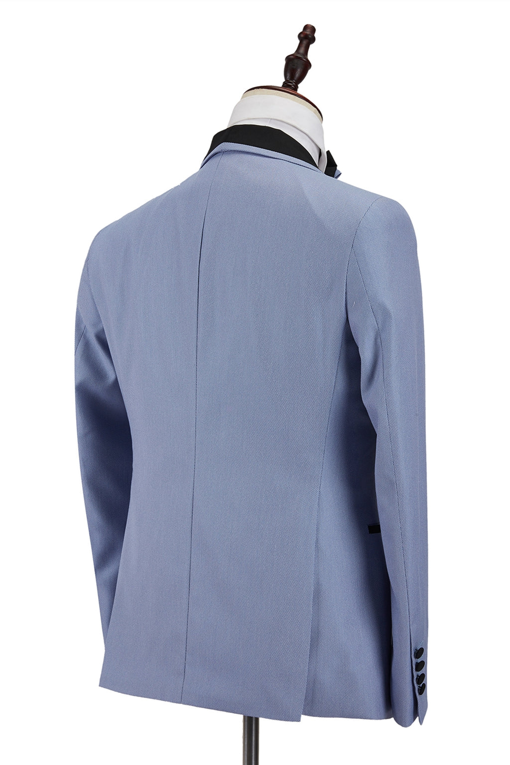Light Blue Shawl Lapel Men Suits With Waistcoat