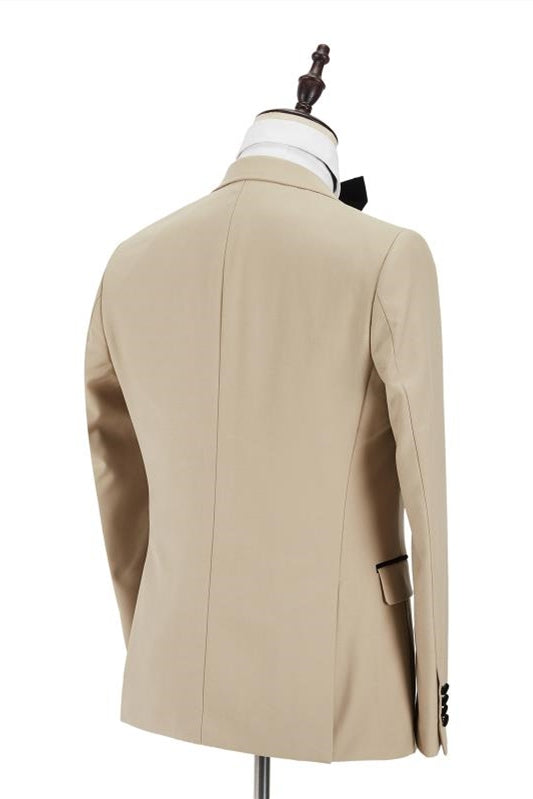 Chic Champagne Peaked Lapel Men Suits With Waistcoat