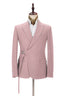 Pink Peaked Lapel Adjustable Buckle Men's Suit