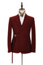 Burgundy Peaked Lapel Adjustable Buckle Men's Suit