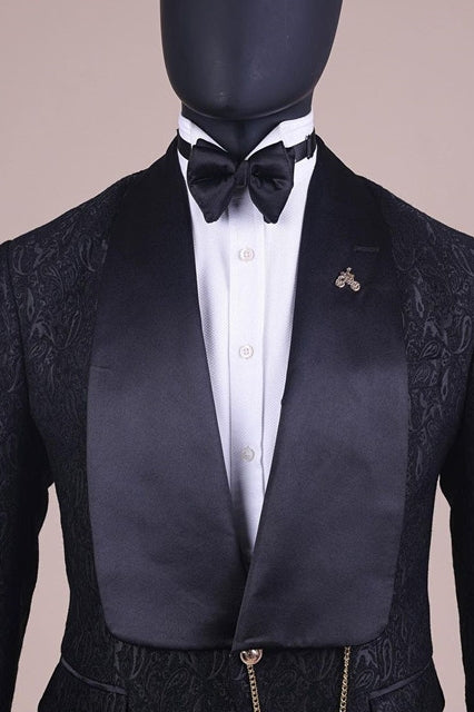Classic Black Jacquard Shawl Lapel Men Suits Secondary image