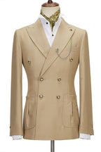 Champagne Peaked Lapel Double Breasted Chic Men Suits