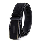 Black Litchi Grain Men's Automatic Buckle Belt