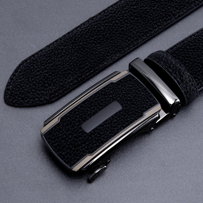Black Litchi Grain Men's Automatic Buckle Belt