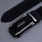 Black Litchi Grain Men's Automatic Buckle Belt