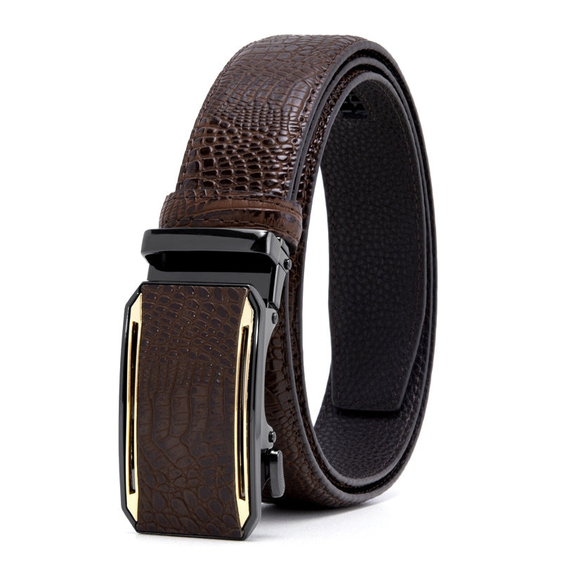Premium Coffee Crocodile Texture Men's Belt